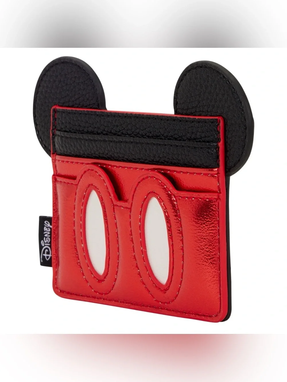 Loungefly Disney Mickey Mouse Cosplay Ears Metallic Red Black Cardholder Wallet
